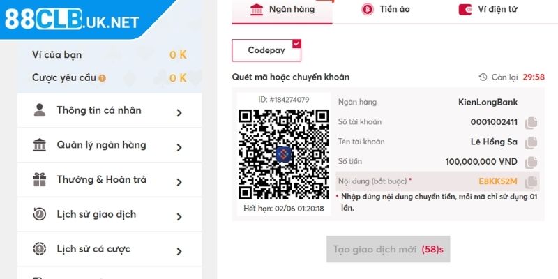 Nạp Rút Tiền 88clb 3 Những chú ý khi thực hiện nạp rút tiền 88CLB